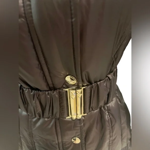 Laundry Puffer Hooded Jacket with Belt Bronze Extra Small